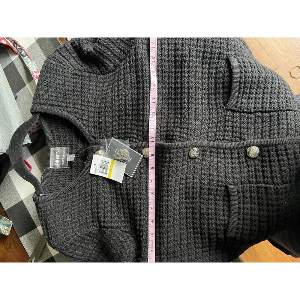 Ninety Clothing Co. Women's Black Knit Cardigan with Silver Buttons Size Medium
